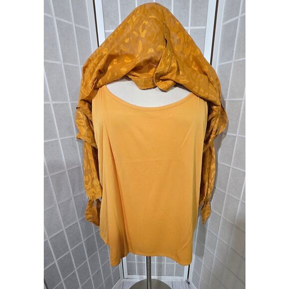 NWT Avenue Mustard Semi Sheer Leopard Jacquard Popover Tunic Plus Size: 26/28 - Picture 4 of 7